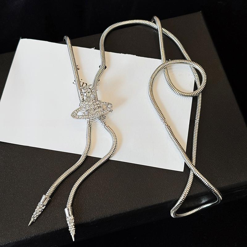 

Saturn Pendant Necklace For Women With Rhinestone Accents And Adjustable Snake Chain