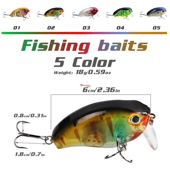 Sougayilang 5 st Crankbaits Fiskebete Minnow Fiske Lure Age Fiske Hårt Lure