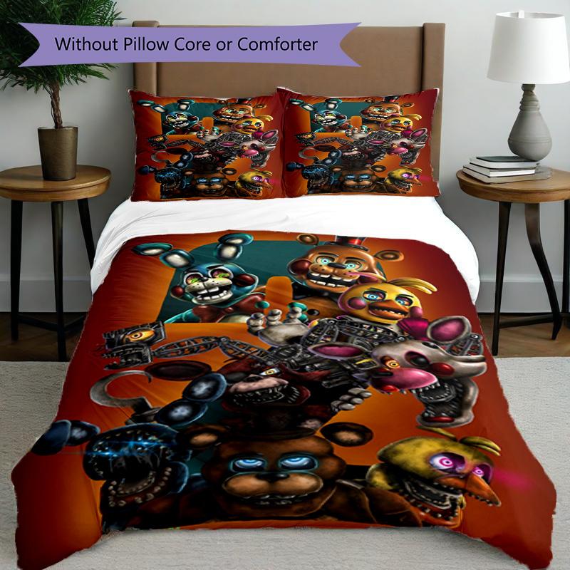 3pcs Duvet Cover Set (1*Duvet Cover + 2*Pillowcase, Without Core), Five Nights At Freddy's Print Bedding Set, Bedroom Decor, All‑Season, Birthday Gift