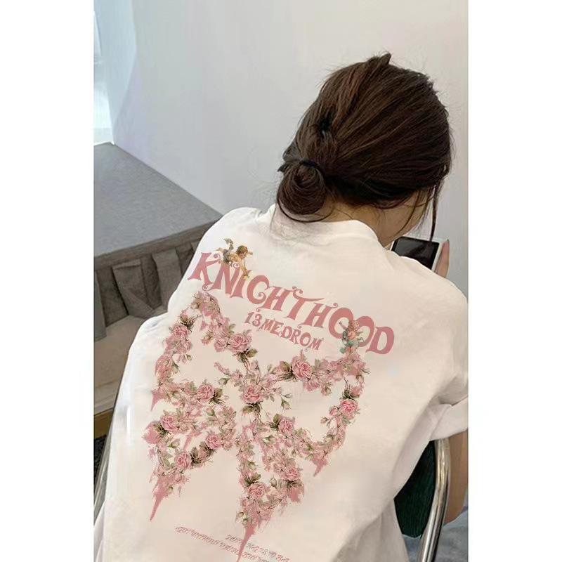 VEZFAA Damenmode Lässig Einfarbig Druck Sommer Frühling Kurzarm O-Ausschnitt Blusen & Hemden