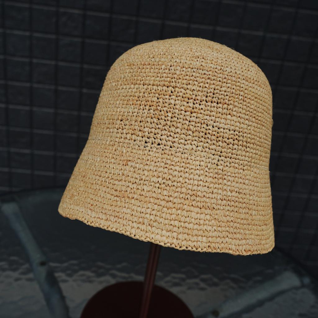 Versatile Casual Raffia Fine Crochet Bucket Hat Women'S Summer Sunshade Sunscreen Lampshade Straw Hat Basin Hat