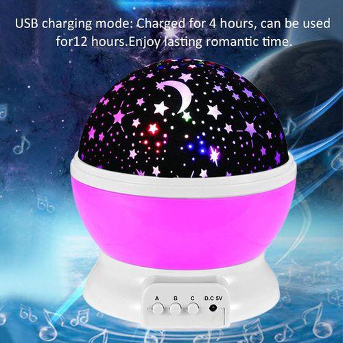 Baby-Nachtlicht mit Musik-Sternprojektor, romantische rotierende Tischlampe für Kinder, mehrere Farben