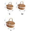 Picknickkorg med stor kapacitet med lock, flätad korg av rotting och bambu, hushållsförvaring för frukt och snacks, utomhuskorg av rotting