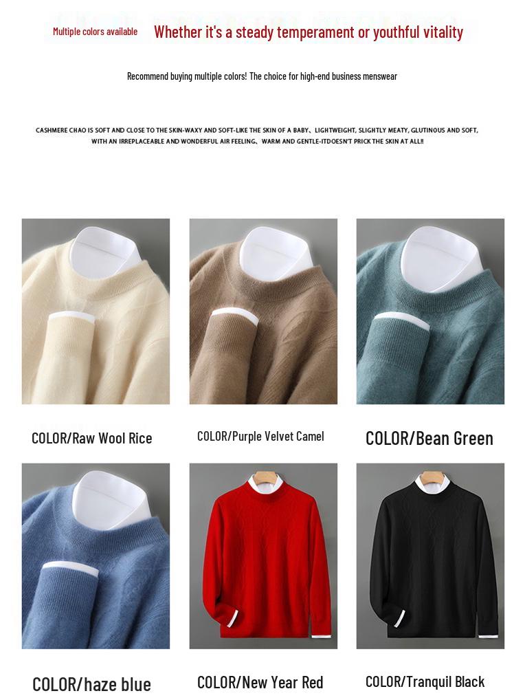 Men's Pure Wool Half-High Neck Pullover Sweater 2025 Autumn/Winter Collection
