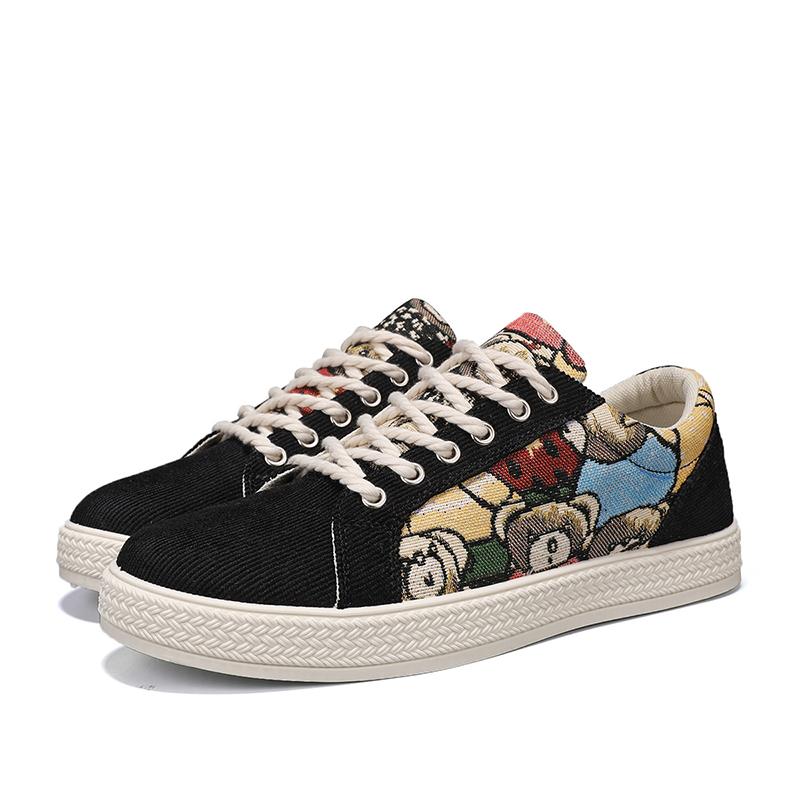 

мужская обувь лето дышащая противоскользящая универсальная с принтом на мягкой подошве молодежная парусиновая обувь для рисования маслом оригинальная повседневная обувь для скейтборда 44