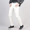 Men Faux Leather Pants Mid Waist Slim Fit Smooth Button Zipper Placket Solid Color Waterproof Hip Hop Style Streetwear Party Club Performance Trousers