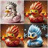 Inspired Ice Fire Princess Duck Resin Figurine,Creative Ice Fire Princess Duck Statue Festive Holiday Decor for Halloween Easter