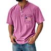 Men's Summer Independence Day Pattern Round Neck Short Sleeve T-Shirt Neck Men's All-match Casual Button Shirt