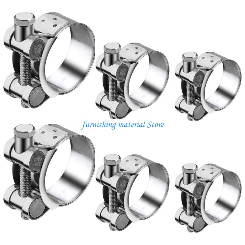Y5GD 6Pcs Universals Metal Steel Hose Clamps T Bolt Exhaust Pipe Clips for Repairing Swimming Pool Washing Machine Hoses