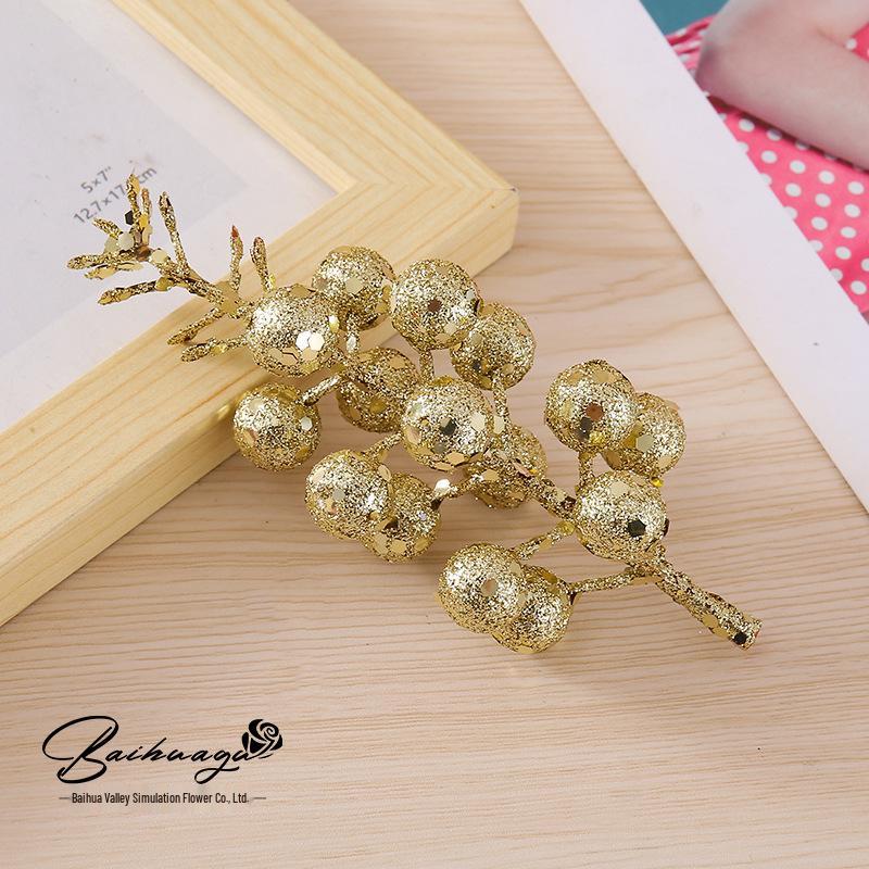 15-Piece Gold Powder Ball Christmas Tree & Wreath Ornaments