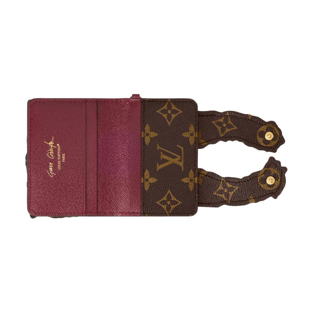 Louis Vuitton X Grace Coddington Collaboration Catogram Cat Pawket Silver Metal Illustrated Graffiti Leather Wallet Women wallet White Green M25732