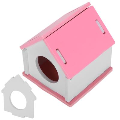 Casa de Hámster Divertida de Madera Cabaña de Hámster de Verano Ensamblada Cabina Refrigerante Accesorio para MascotasRosa