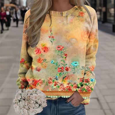 New Winter 3D Print Colorful Florals Sweatshirts Fashion Streetwear Pullovers Women Vintage Y2k Unisex Funny Clothing Girls Tops