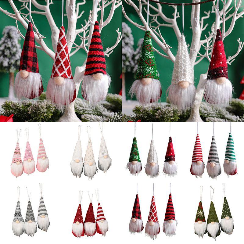 Tree 3x Christmas Hanging Gnome Plush Gonk Santa Doll Pendants Decoration Xmas