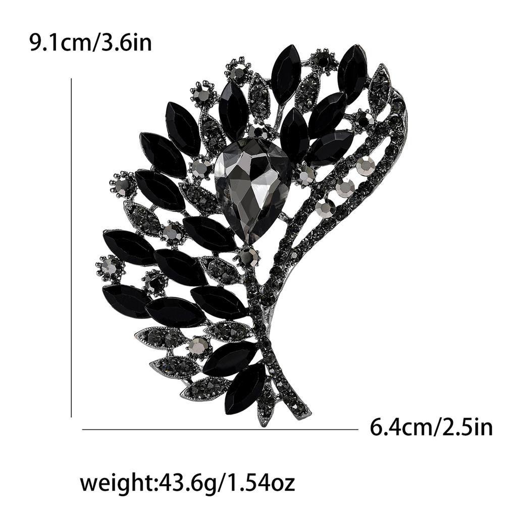 Luxury Rhinestone Crystal Leafs Brooches for Women Unisex Creativity Pins Banquets Party Backpack Gifts Jewelry Accessories