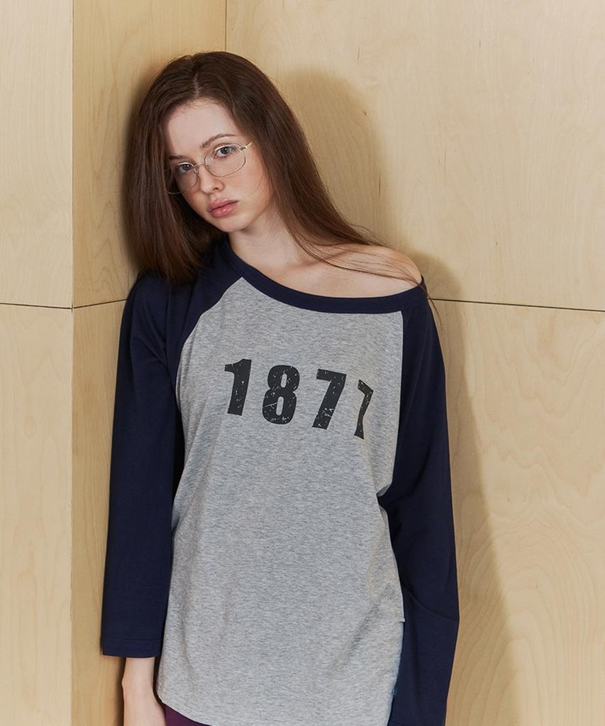 STMG 1877 Raglan One-Shoulder T-Shirt Gray/Navy