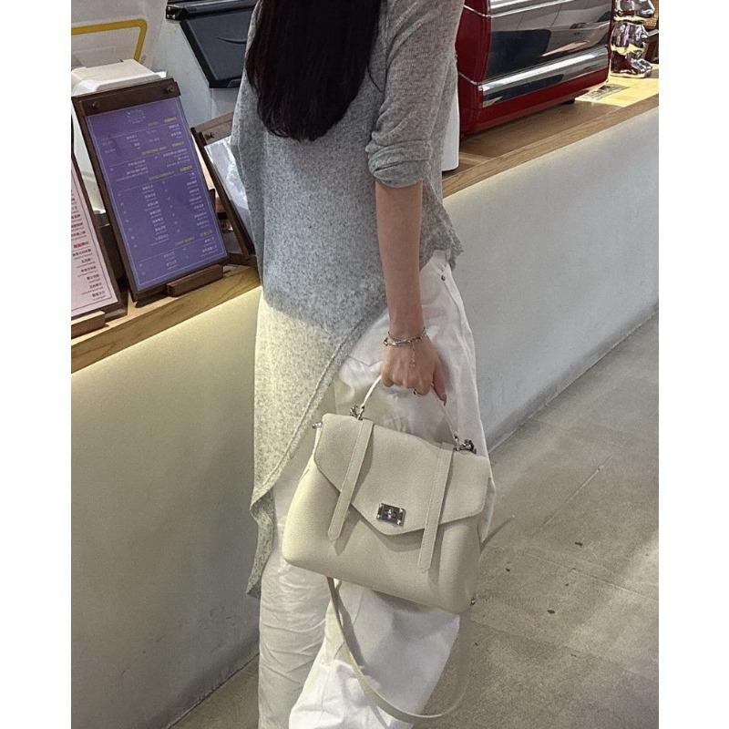 New cowhide leather tote bag small square bag high-end portable shoulder messenger bag women's bag