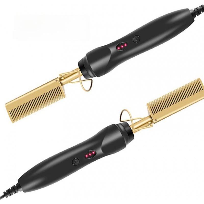 Multi-Function Electric Hair Comb: 2-in-1 Straightener & Curler