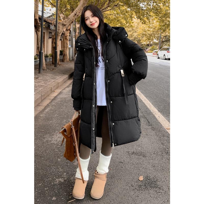 

Новая женская длинная зимняя толстая пуховая хлопковая куртка с капюшоном, толстая хлопковая куртка однотонного цвета. XXL