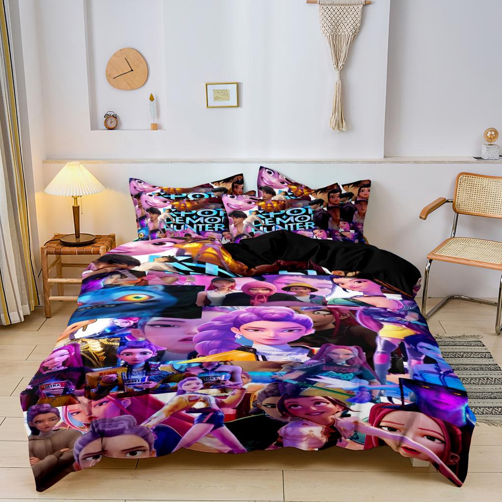 Kpop Demon Hunters Huntrix Bedding Set Single Twin Full Queen King Size Bed Set Adult Bedroom Sets BedDuvet Cover