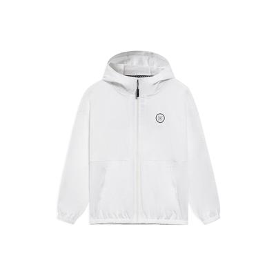 Li Ning Wade Series Solid Color Letter Logo Loose Sports Hooded Windbreaker Jacket Men Jacket White AFDS427-3