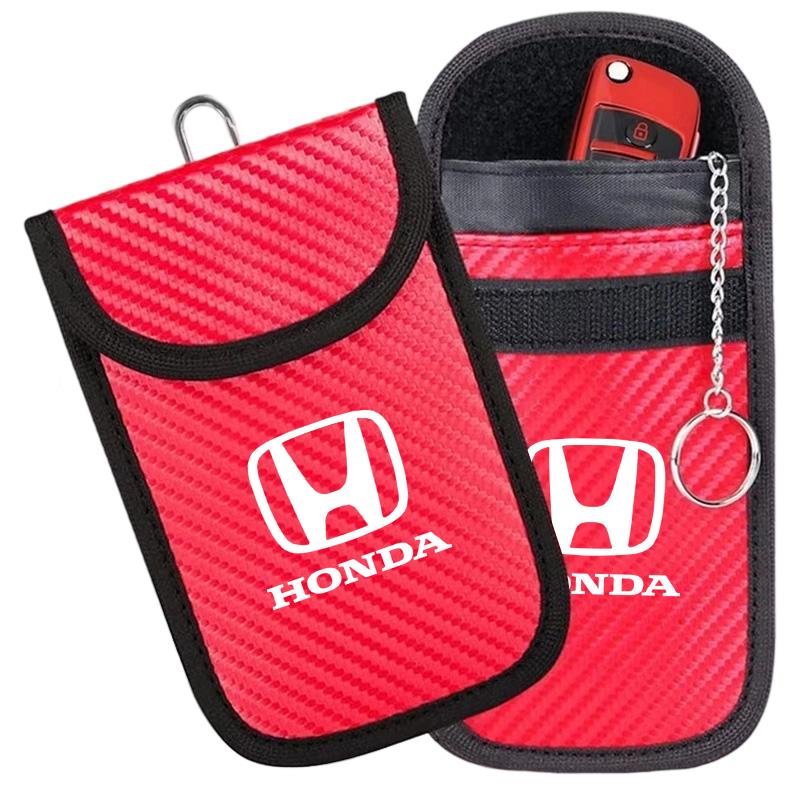 ARD1 Carbon Fiber Car Key Case Signal Blocker Bag RFID Shielding Pockets For Honda Civic Accord CR-V Fit Jazz Odyssey Vezel Pilot HRV