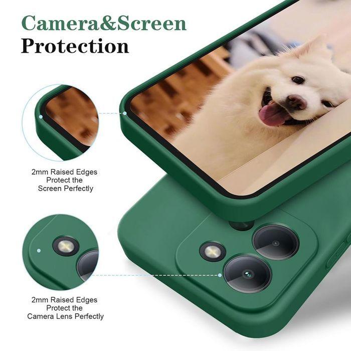 Coque pour Xiaomi Redmi 15C 4G/5G, Silicone Souple Anti-Rayure Antichoc avec Cordon Vert Nuit