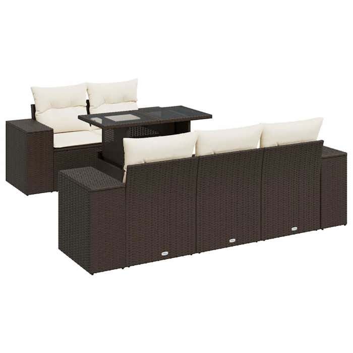 VidaXL Garden Lounge Set with Cushions 6 Pcs Brown Braided Resin 3326734
