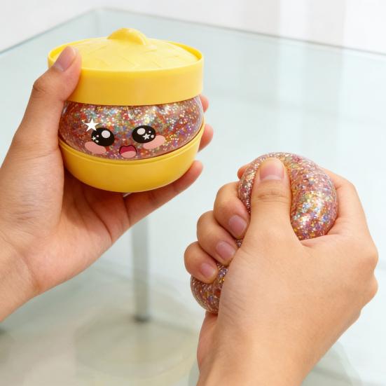 Jouet à presser Pain Vapeur Réaliste Doux à Remontée Lente Jouet Fidget pour Soulager le Stress Portable Mignon Décor de Bureau pour la Maison le Bureau Cadeaux de Fête