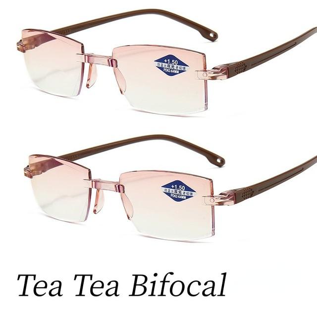 

2 пары новых очков для чтения без оправы, женские бифокальные очки с защитой от синего света и дальнозоркостью, очки для дальнозоркости + 10,5 + 2a 2