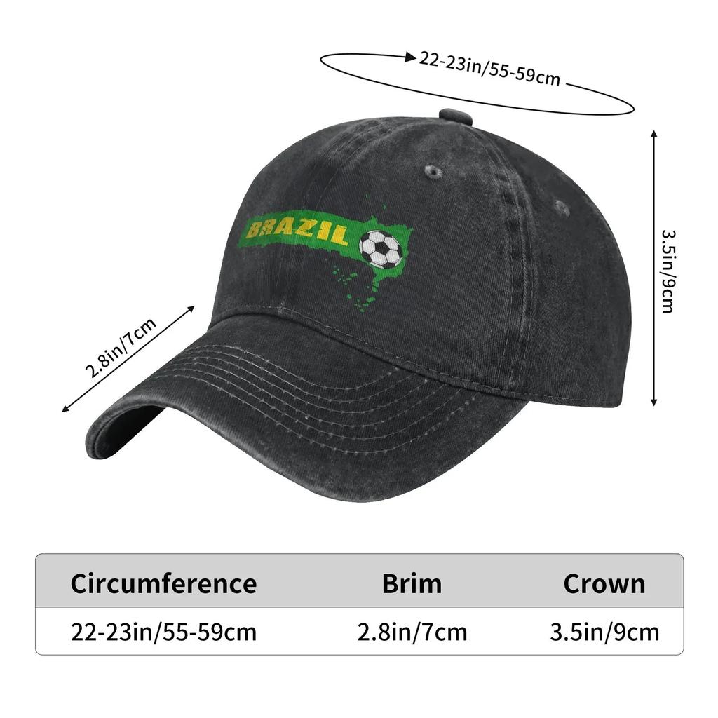 Vintage Brazil Soccer Football Brazilian Flag Baseball Caps Unisex Distressed Denim Headwear Outdoor Activities Gift Caps Hat
