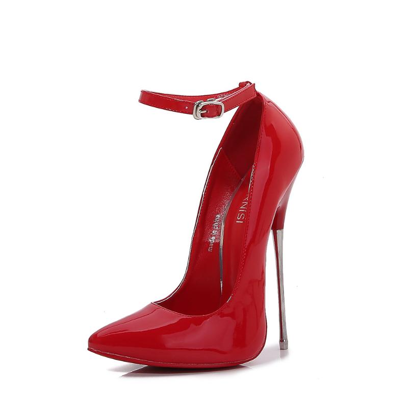 New Super High Pointed Toe Slim Heels Shoes Style Fashionable Light Mouth Large Size Elegant Buckle Fashionable Bright Colors