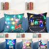 Light Christmas Led Cotton Linen Throw Pillow Case Sofa Cushion Home Hot Decor