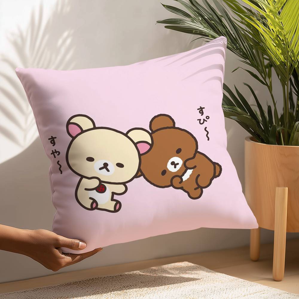 Cute Cartoon Rilakkuma Pillow Case Plush Fabric Soft  Pillowcase Double Sided Print Cushion Cover Household Gifts