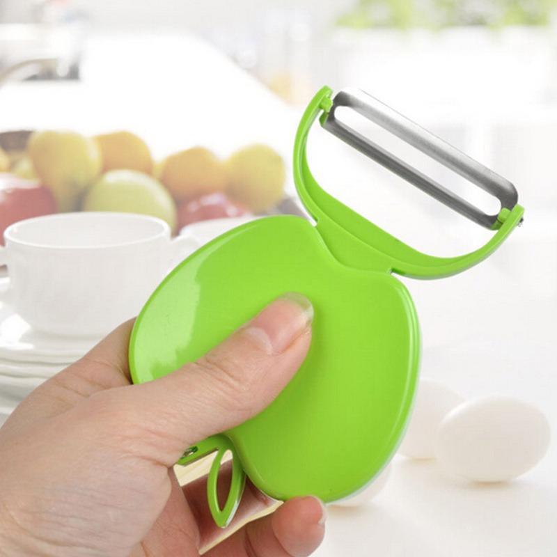 2pcs Apple Shape Stainless Steel Fruit Peeler Mini Foldable Vegetable Peeler Portable Kitchen Tool