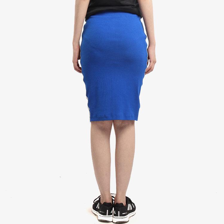 Adidas Originals Colorblock Letter Print High-Waisted Knit Casual Skirt Women Bottoms Blue ED7421