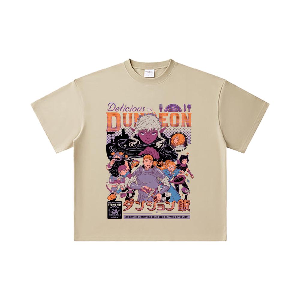 260 GSM Doppelgarn 32er Zählart 100% Baumwolle Delicious in Dungeon V2 Aufdruck Unisex Schweres Baumwoll-T-Shirt