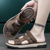 Men's shoes 2025 summer new men's fashion light luxury high quality leather surface comfortable outdoor two wear one word cool slippers