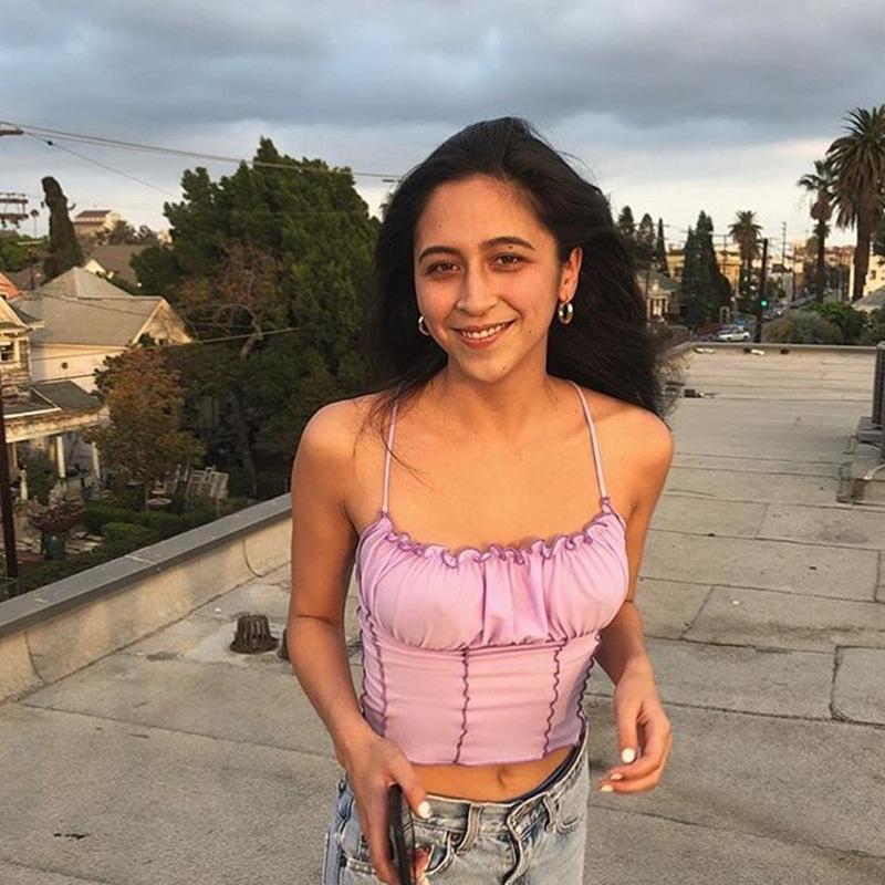 

NEW Summer Women 3 Color Vest Fashion Sleeveless Strapless Solid Ruffles Crop Tops Pullovers Ladies Tanks Women Camisole M рожевий