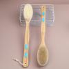 Bristle Shower Brush with Non-slip Long Wooden Handle Exfoliating Massage Scrubber for Back Foot Body Bathing