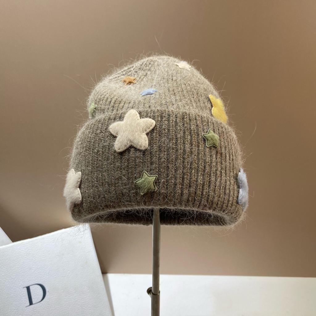 Russia Winter Warm Angora Long Rabbit Hair Knitted Hat Sweet Small Fragrant Soft Waxy Wool Ear Hat