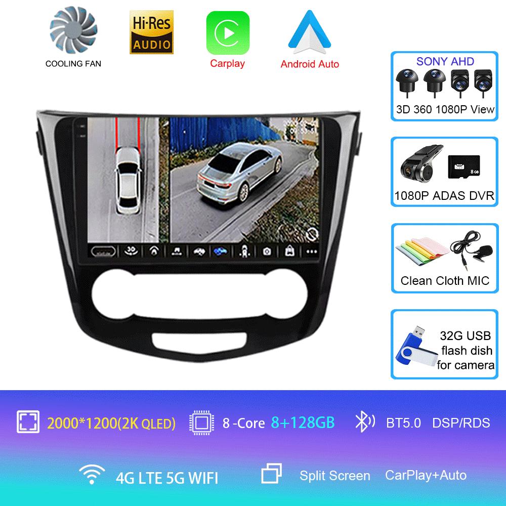 2 Din Android 14 Car Radio For Nissan Qashqai 2 J11 X-Trail T32 Rogue 2013-2021 Multimedia Player 2Din Carplay Stereo DVD