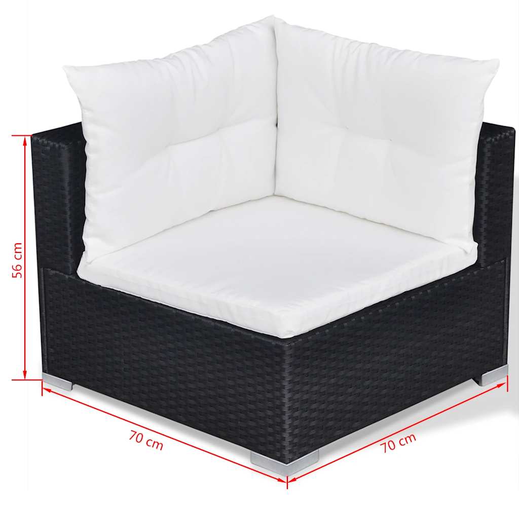 10 piece Garden Lounge Set with Cushions Poly Rattan Black
