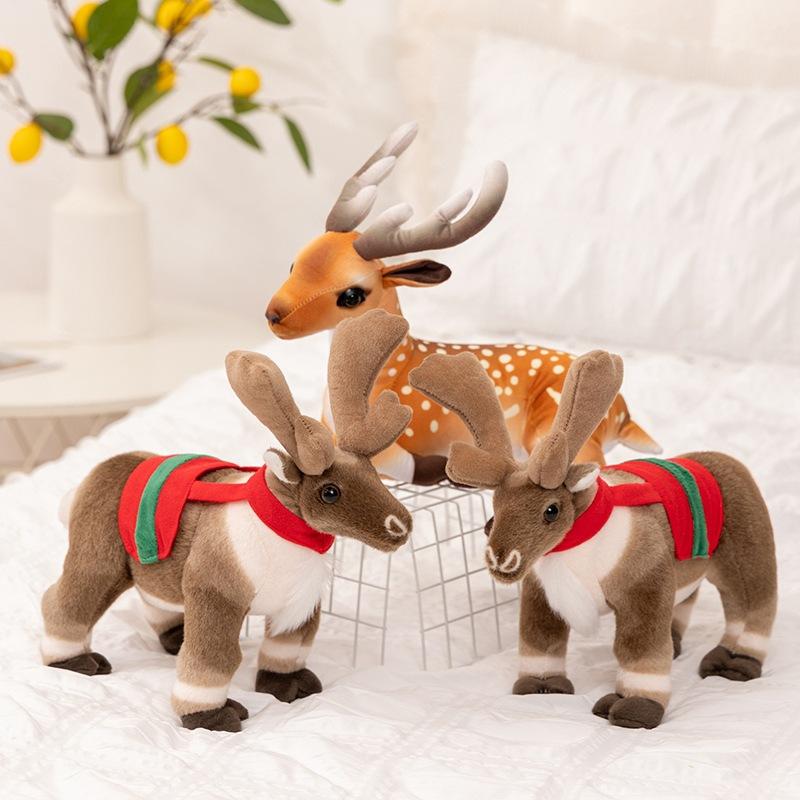 Cute simulated Christmas elk doll plush toy deer sika deer doll children's company soothing doll