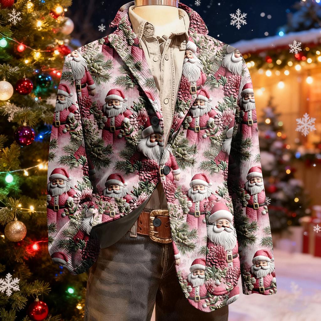 Herren Hässlicher Weihnachten Kord Warmtaschen Anzugjacke Strickjacke Herren Freizeitanzug