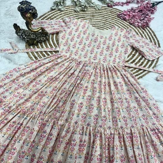 Vibrant Floral & Block-Printed Cotton Puff-Sleeve Tiered Midi Dresses