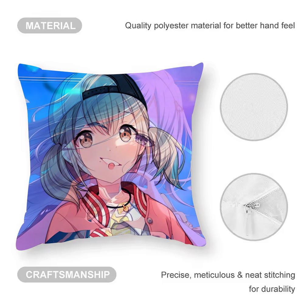 Project Sekai Anime Young Cushion Cover Anti-dustmite Pillowcase Invisible Zipper Silky Short Plush Sofa Cushion Cover