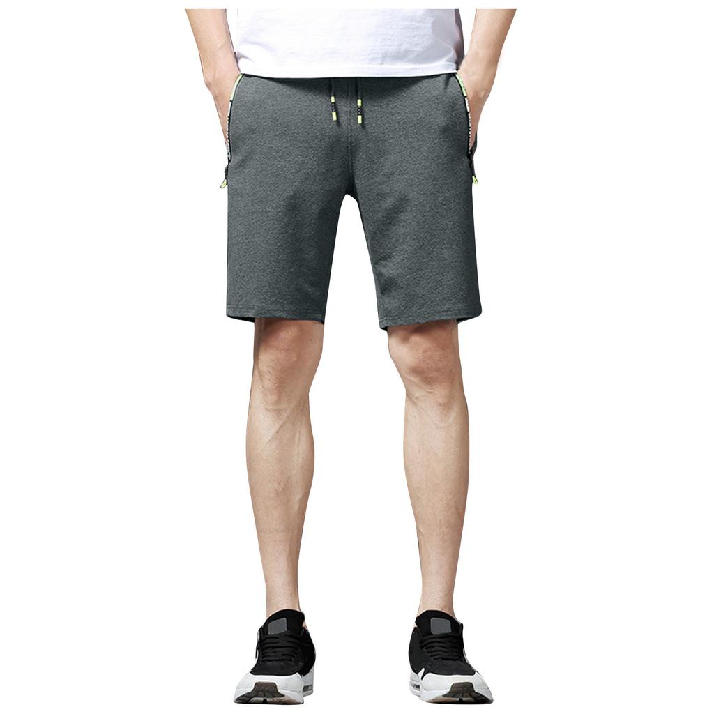 Mens Shorts Casual Workout Shorts With Elastic Waist Zipper Pockets Pant