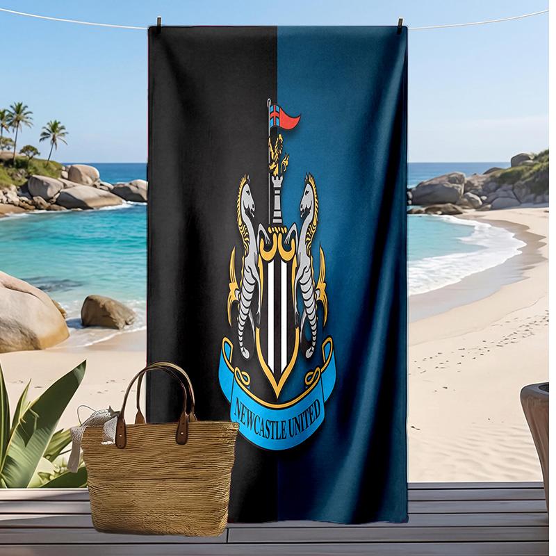 Asciugamano da Spiaggia con Stampa del Newcastle United Football, Asciugamano Grande Morbido ad Asciugatura Rapida per Spiaggia Campeggio Nuoto