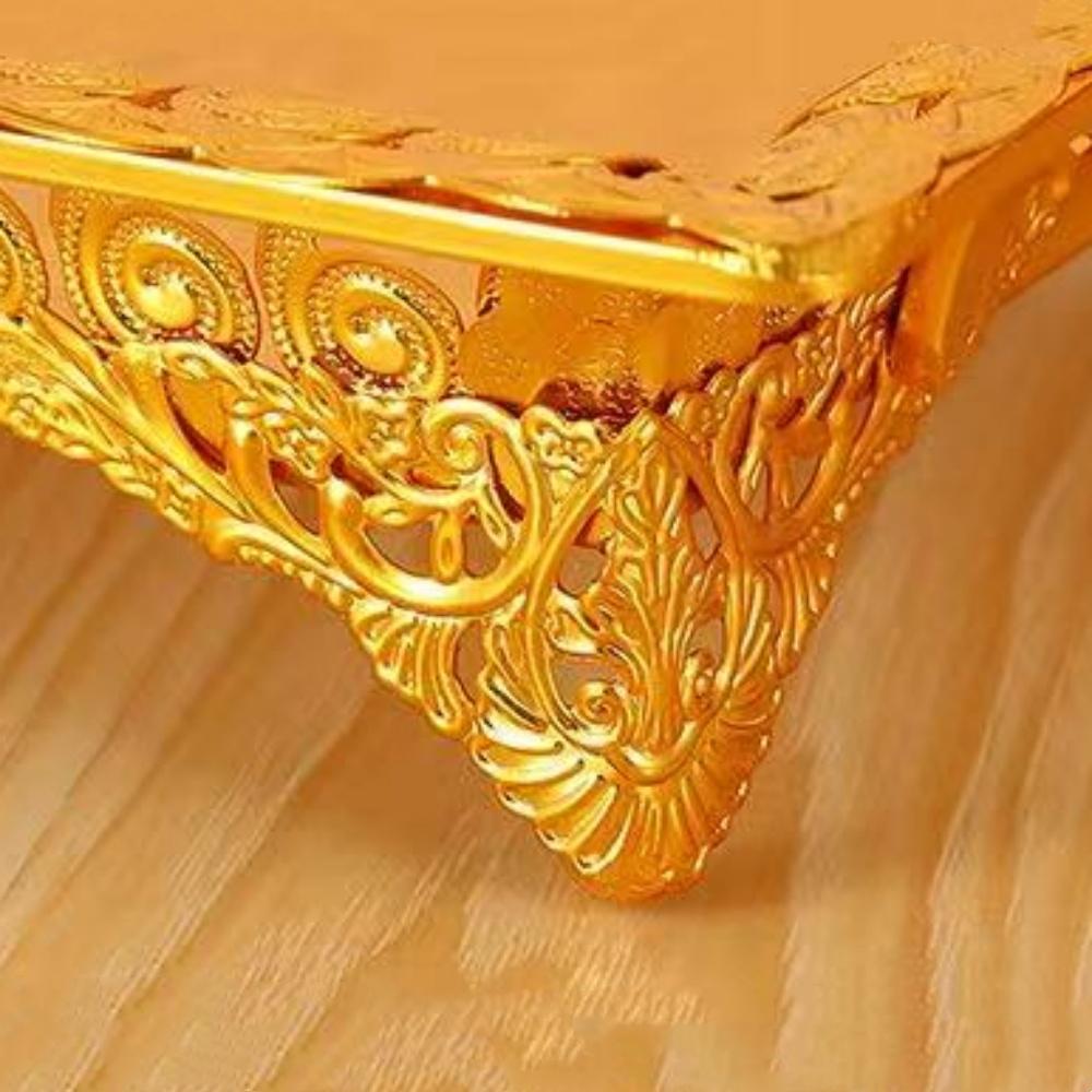 European Style Fruit Plate Design Metal Cake Tray With Rectangular Hand Held Golden Food Fruit Tray For Home Wedding Decoration